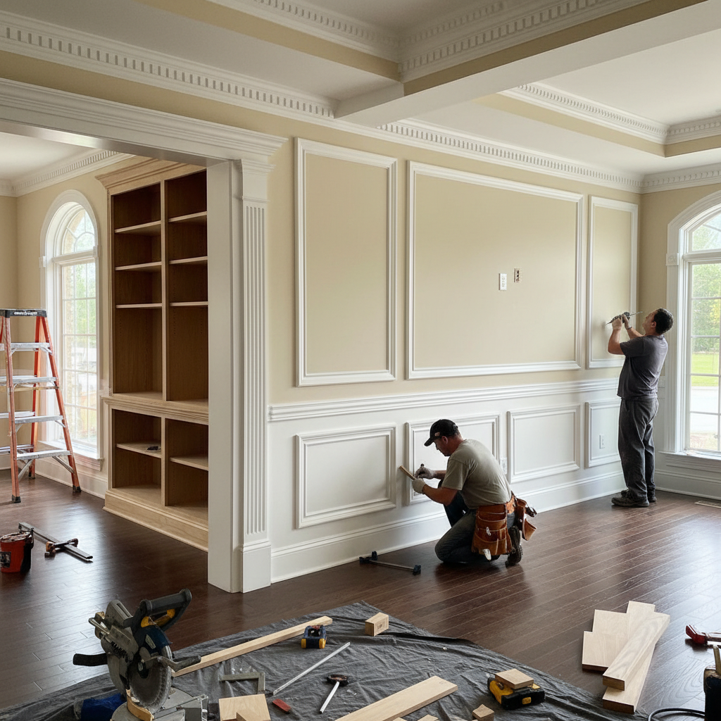 Crown molding installation Katy TX - Interior trim work